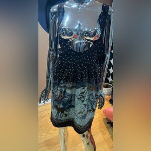 Charming Black and Gold Kids Dress